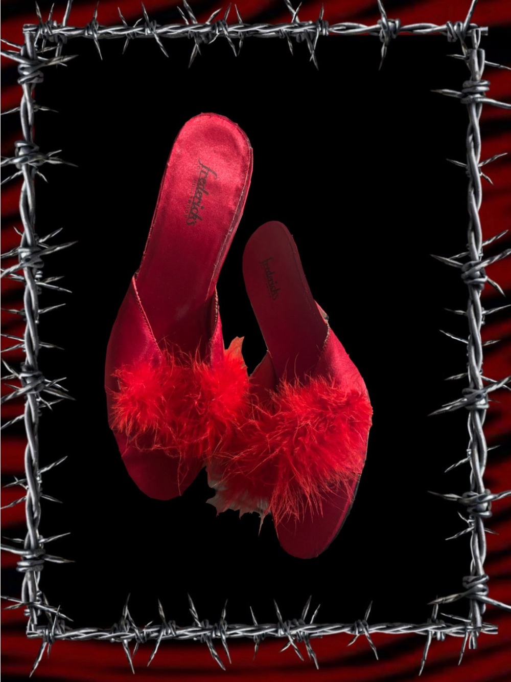 Frederick's of Hollywood Feather kitten heels in Red
